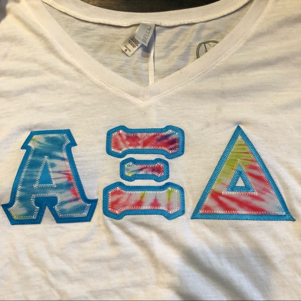 Alpha Xi Delta tie dye hard letters jenna benna